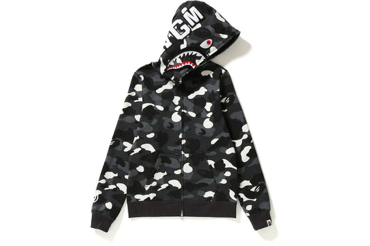 Bape Color Camo Shark Full Zip (Ss21) Hoodie Black And White