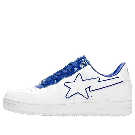 A BATHING APE STA Leather Low 'White Blue'