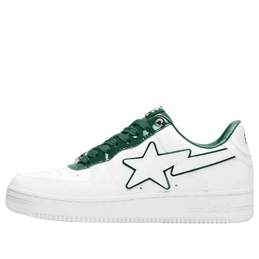 A BATHING APE STA Leather Low 'White Green'