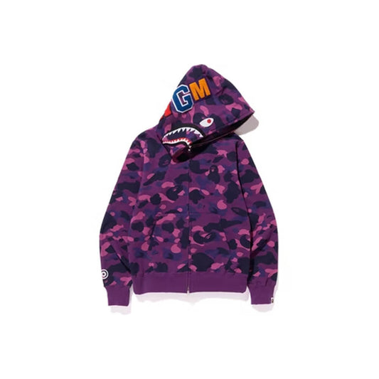BAPE Color Camo Shark Full Zip Hoodie Purple