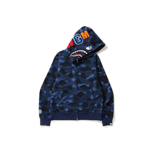 BAPE Color Camo Shark Full Zip Hoodie (SS23) Navy Blue
